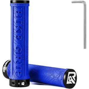 ROCKBROS Bike Handlebar Grips Double Lock-on MTB Bicycle Handle Bar Grips Ergonomic Non-Slip Rubber Hand Grip for Scooter, Mountain, BMX, Beach Cruiser, Folding Bike(Blue)