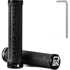 ROCKBROS Bike Handlebar Grips Double Lock-on MTB Bicycle Handle Bar Grips Ergonomic Non-Slip Rubber Hand Grip for Scooter, Mountain, BMX, Beach Cruiser, Folding Bike(Black)