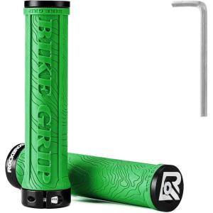 ROCKBROS Bike Handlebar Grips Double Lock-on MTB Bicycle Handle Bar Grips Ergonomic Non-Slip Rubber Hand Grip for Scooter, Mountain, BMX, Beach Cruiser, Folding Bike(Green)