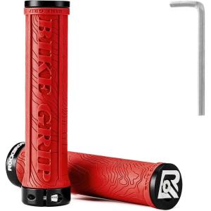 ROCKBROS Bike Handlebar Grips Double Lock-on MTB Bicycle Handle Bar Grips Ergonomic Non-Slip Rubber Hand Grip for Scooter, Mountain, BMX, Beach Cruiser, Folding Bike(Red)