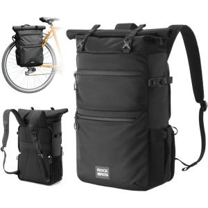 ROCKBROS Bike Panniers Bike Bags for Bicycles Rear Rack 16L, Expandable Backpack Shoulder Bag for Cycling, Traveling(Black)