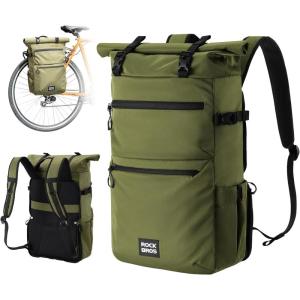 ROCKBROS Bike Panniers Bike Bags for Bicycles Rear Rack 16L, Expandable Backpack Shoulder Bag for Cycling, Traveling(Green)