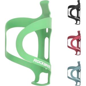 ROCKBROS Bike Water Bottle Cage Holder Lightweight Alloy Aluminum Bicycle Water Bottle Holder Cages Secure Hold Brackets for MTB, Road,Gravel Bike，Blcak(Green)