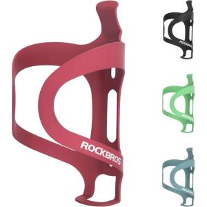 ROCKBROS Bike Water Bottle Cage Holder Lightweight Alloy Aluminum Bicycle Water Bottle Holder Cages Secure Hold Brackets for MTB, Road,Gravel Bike，Blcak(Red)