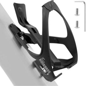 ROCKBROS Bike Water Bottle Cage with Built-in Tire Levers, 2 in 1 Lightweight Bike Bottle Holder Adjustable Slide Entry Bicycle Cup Holder for MTB Road Bike Green(Black)