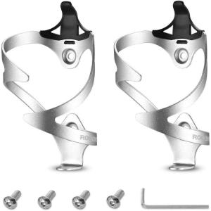 ROCKBROS Bike Water Bottle Cages Bicycle Water Bottle Holder Lightweight Aluminum Alloy Bike Bottle Bracket for Road and Mountain Bike-2Pack(Silver)