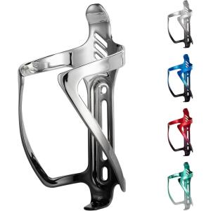 ROCKBROS Bike Water Bottle Holder Aluminum Alloy Bike Bottle Cage Lightweight Bike Cup Holder for Road Mountain Bikes(Glossy silver-black)