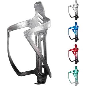 ROCKBROS Bike Water Bottle Holder Aluminum Alloy Bike Bottle Cage Lightweight Bike Cup Holder for Road Mountain Bikes(Textured silver-black)