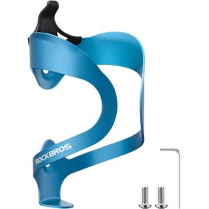ROCKBROS Bike Water Bottle Holder Lightweight Sturdy Alloy Aluminum Bicycle Drink Cup Cage with Screws Tool Brackets Water Bottle Holder for Bike Ebike MTB Road Mountain Bikes…Golden(A4 – Blue)