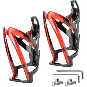 ROCKBROS Bike Water Bottle Holder Ultra-Light Bicycle Bottle Cages with Screws Tool, Universal Bike Cup Holder Rack for Road MTB Bikes…(blackred+blackred)