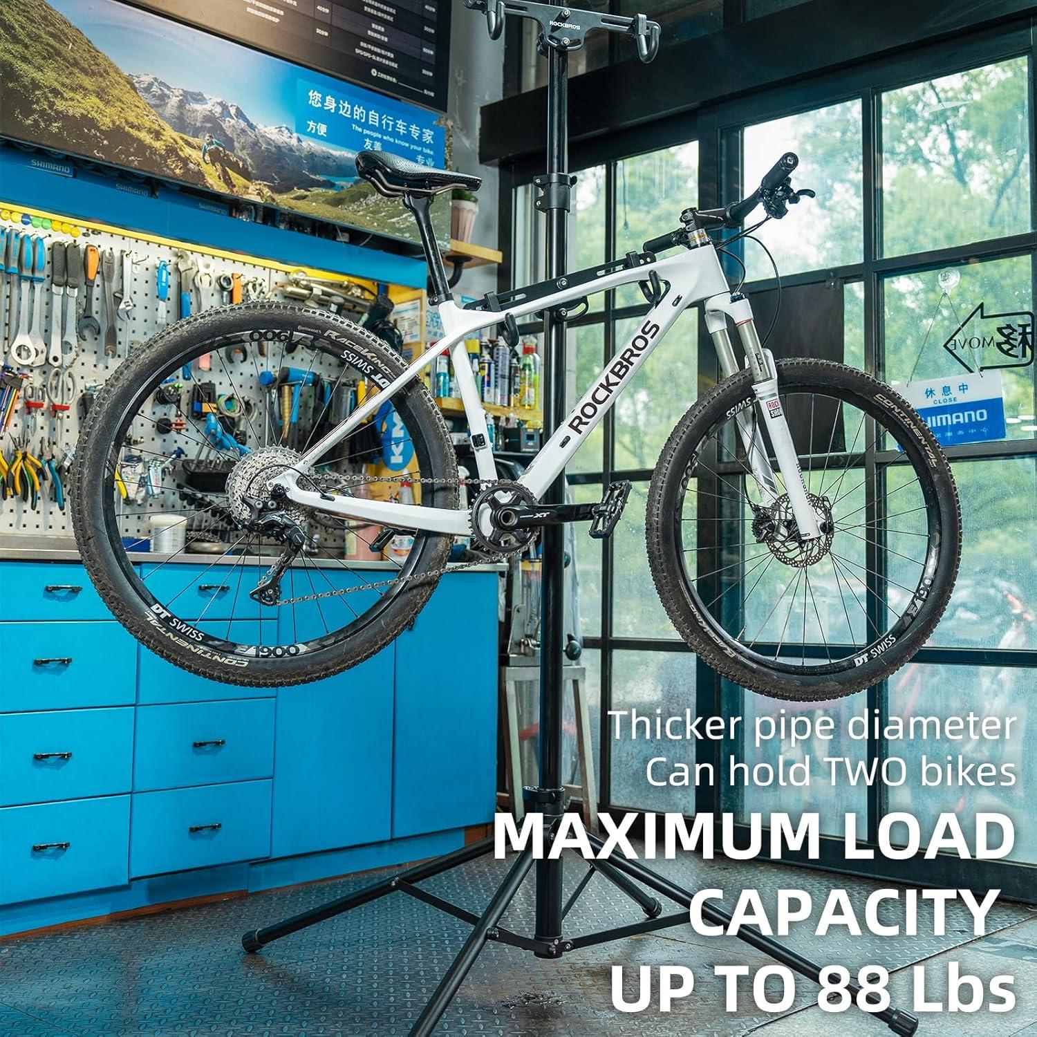 imageROCKBROS 2 Bicycle Storage Rack Indoor Adjustable Bike Rack Gravity Wall Vertical Bike Stand 68111102in for Road MTB and Hybrid Bicycles Aluminum Alloy