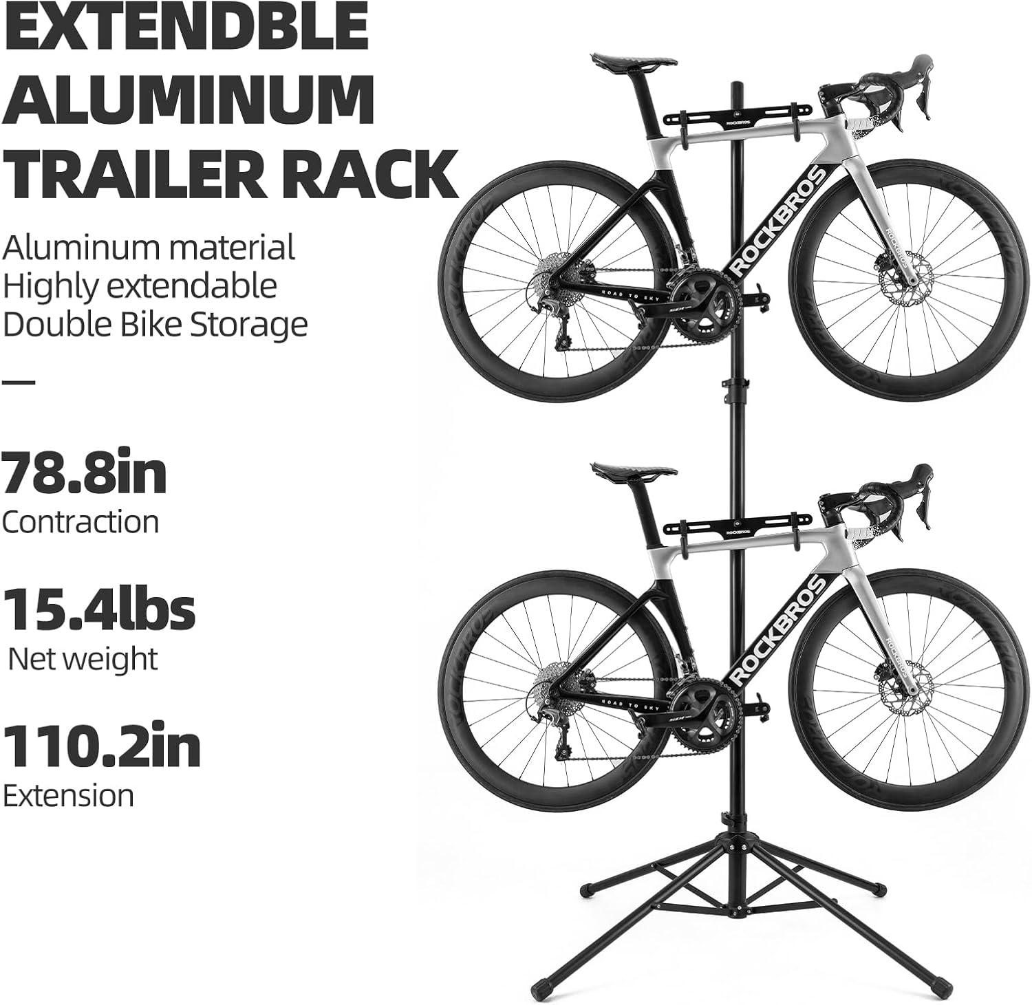 imageROCKBROS 2 Bicycle Storage Rack Indoor Adjustable Bike Rack Gravity Wall Vertical Bike Stand 68111102in for Road MTB and Hybrid Bicycles Aluminum Alloy