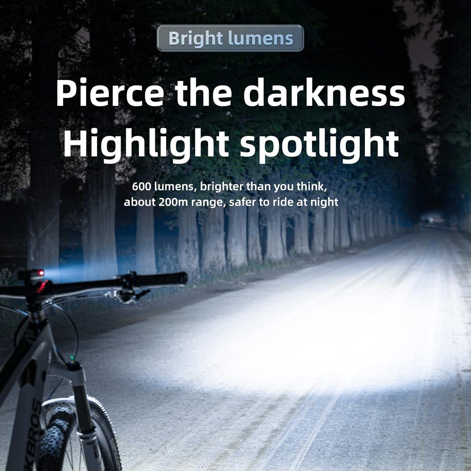 imageROCKBROS Bike Head Light High Lumens Super Bright Lights 2600mAh HighCapacity Rechargeable Bike Front Light Quick Installation Without ToolsFive ModesBattery ReminderIPX6 WaterproofMatte Black