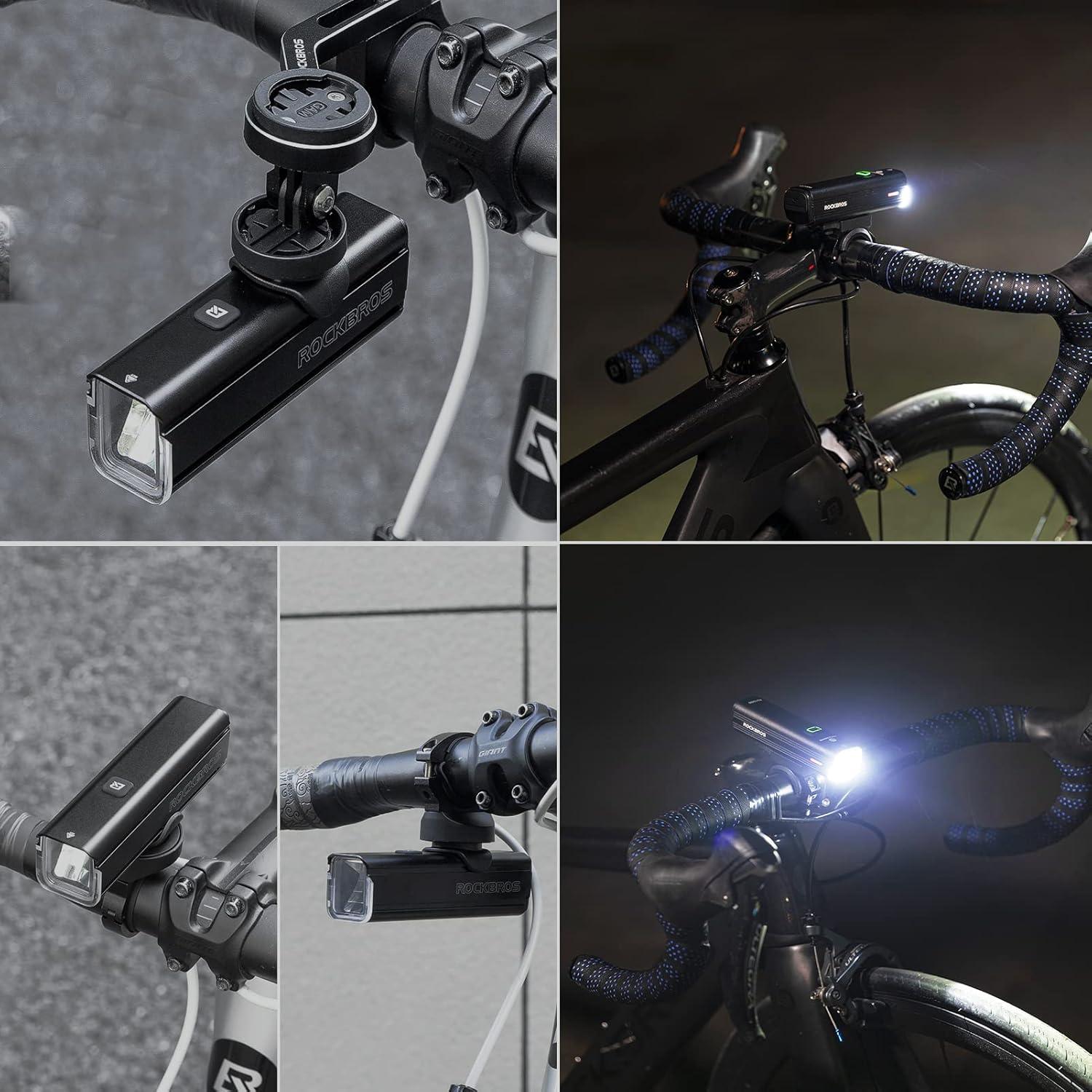 imageROCKBROS Bike Light 1000 Lumens USB Rechargeable Bike Headlight Led IPX6 Waterproof Bike Front Light 5 Modes Aluminum Alloy Super Bright Bike Light for Night RidingUnder Mounted