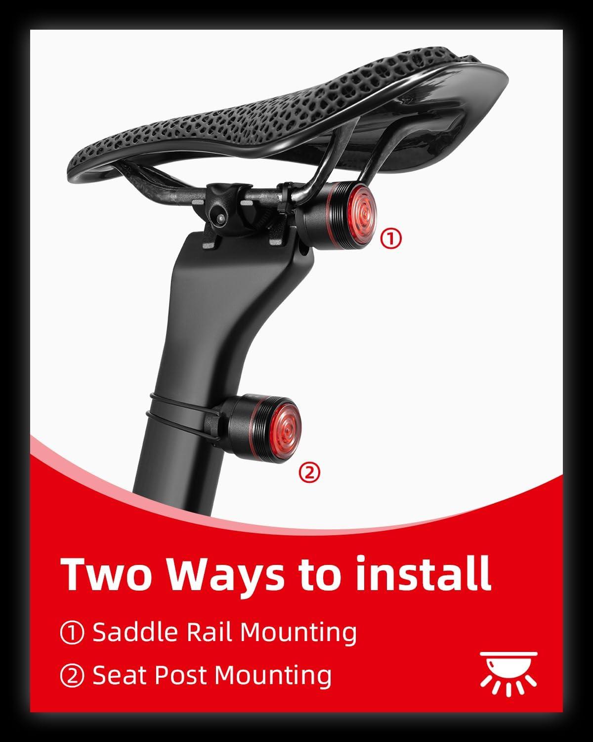 imageROCKBROS Bike Tail Light Smart Brake Sensing Rear Bike Light Led Bike LightsType C USB RechargeableIPX6 Waterproof Bike Light for Night Riding