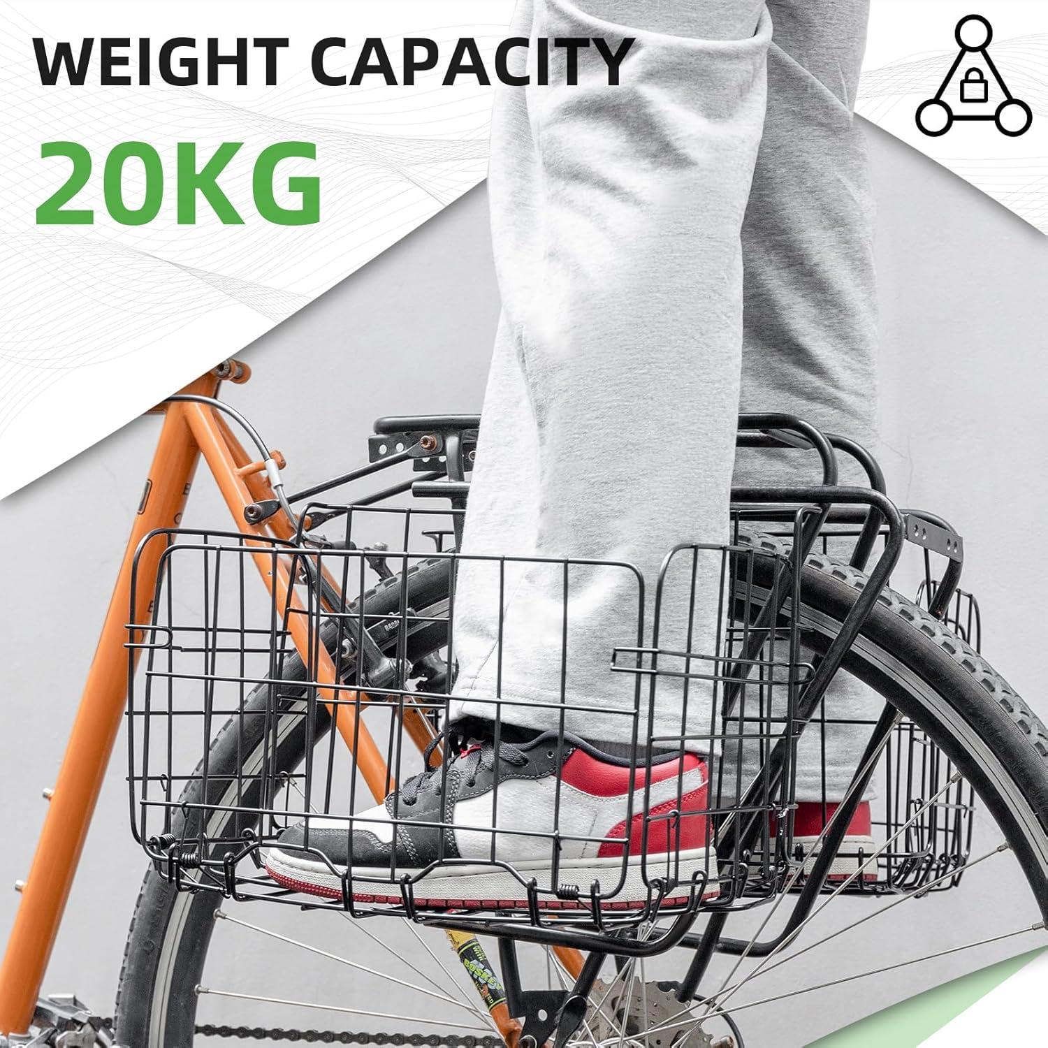 imageROCKBROS Folding Bike Basket Sturdy Front Bicycle Basket Easy to Install for Scooter Mountain Bike and Beach Cruiser