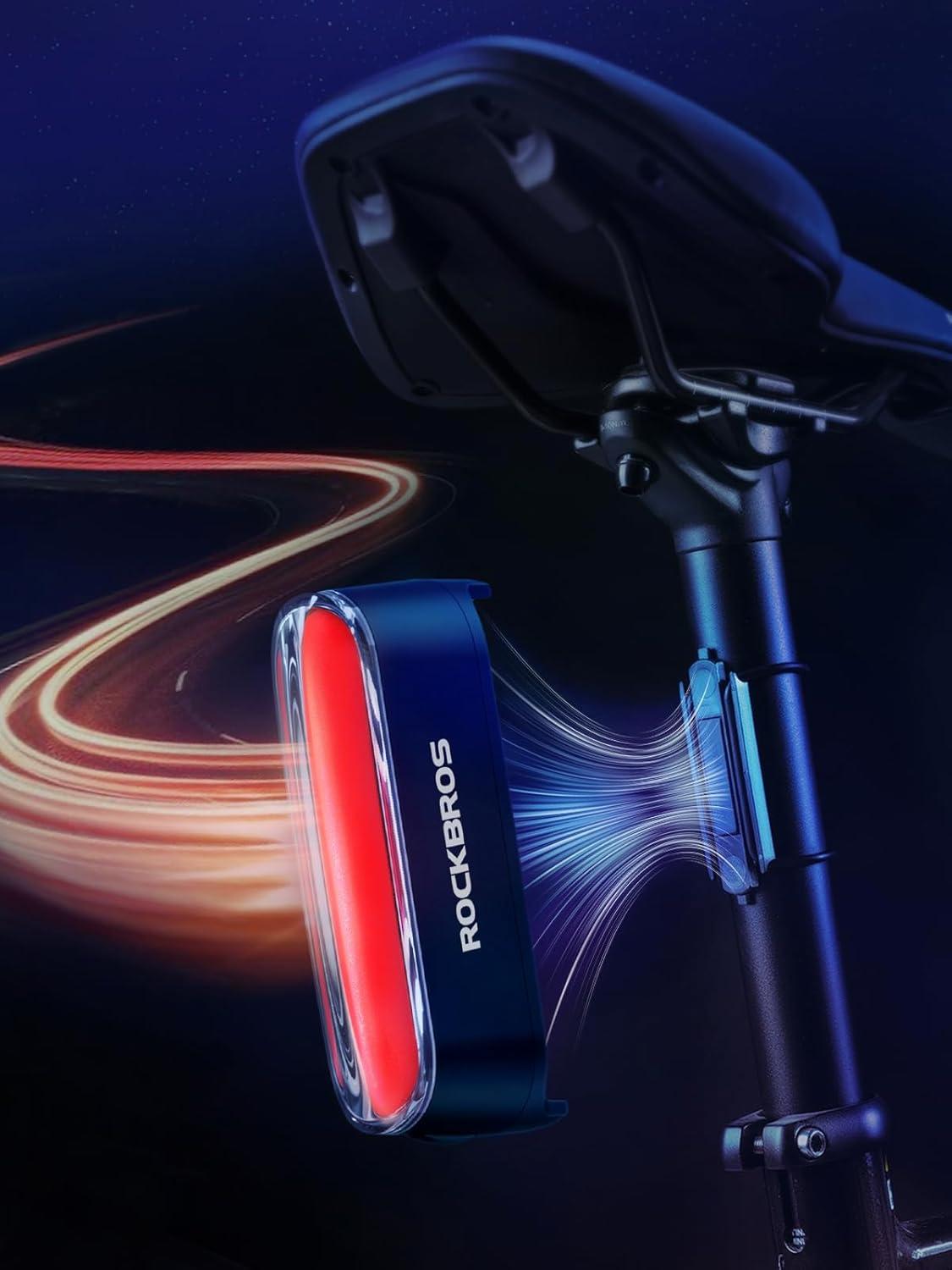 imageROCKBROS Magnetic Bike Tail Light USBC Rechargeable IPX6 Waterproof 7 Modes Safety Cycling Light for Road amp Mountain