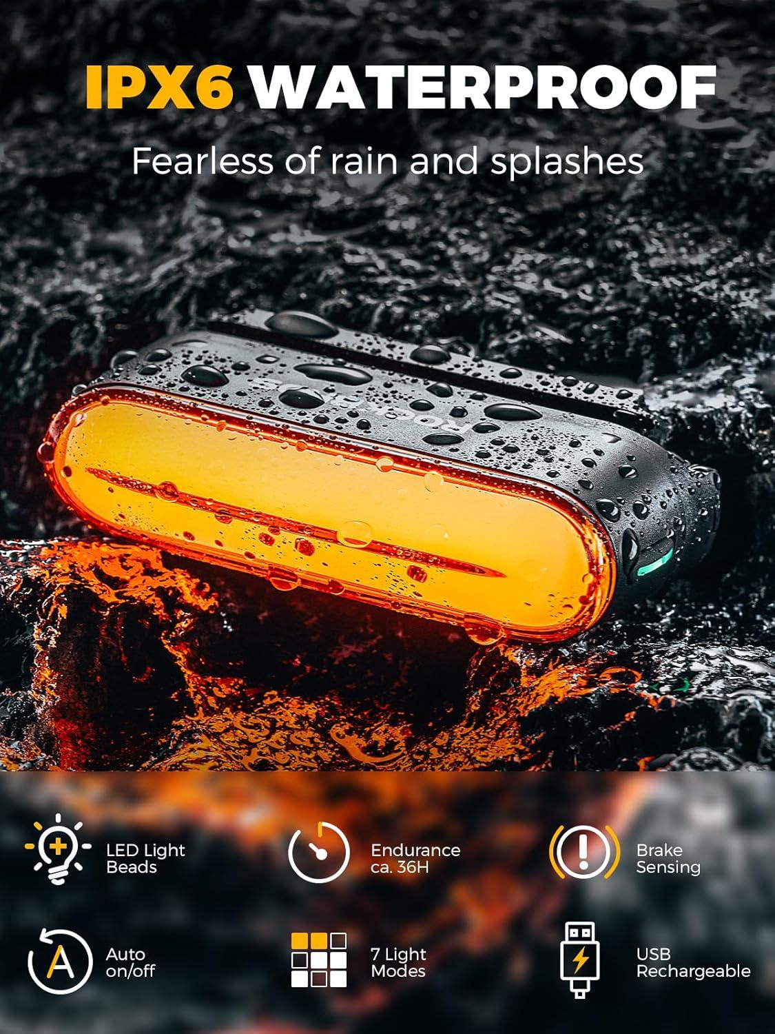 imageROCKBROS Magnetic Bike Tail Light USBC Rechargeable IPX6 Waterproof 7 Modes Safety Cycling Light for Road amp Mountain