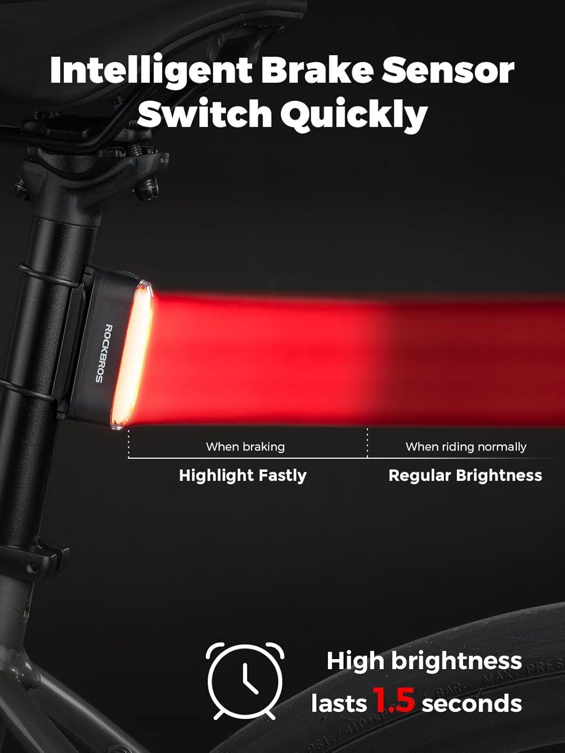 imageROCKBROS Magnetic Bike Tail Light USBC Rechargeable IPX6 Waterproof 7 Modes Safety Cycling Light for Road amp Mountain