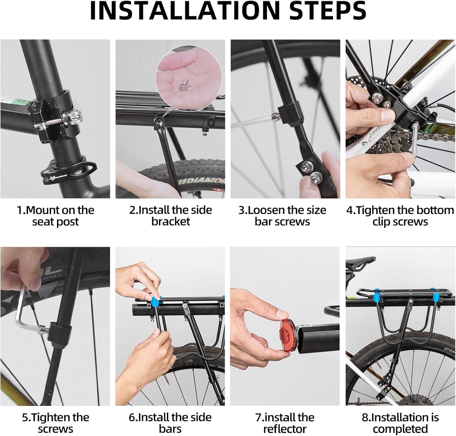 imageROCKBROS Rear Bike Rack Quick Release Bike Cargo Rack Luggage Bike Rack Rear Mountain Bike RackBlackblue