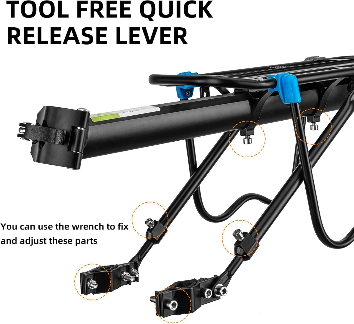 imageROCKBROS Rear Bike Rack Quick Release Bike Cargo Rack Luggage Bike Rack Rear Mountain Bike RackBlackblue