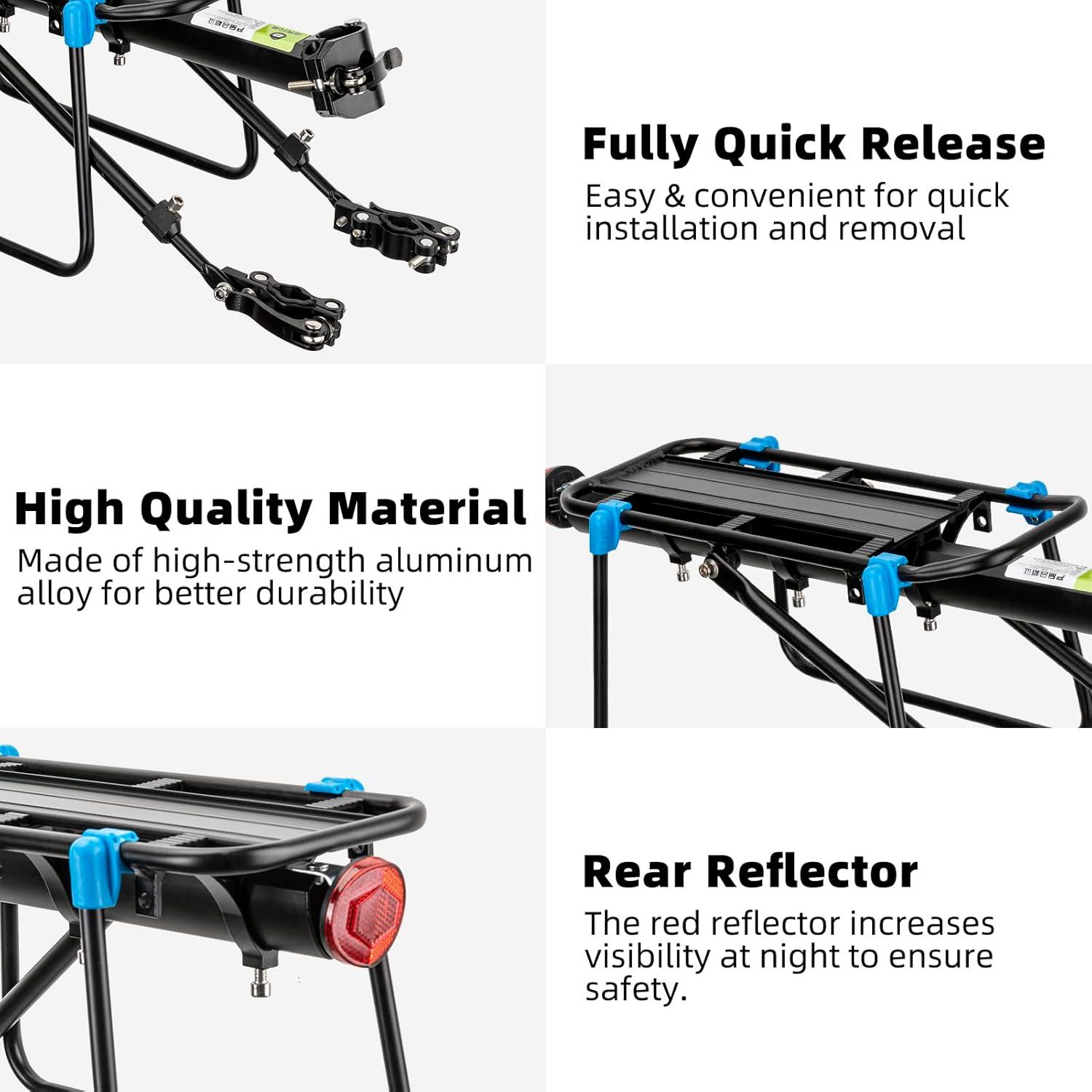 imageROCKBROS Rear Bike Racks Quick Release Bike Cargo Rack Bike Rack for Back of Bike Aluminum Alloy Mountain Bike Rear Rack