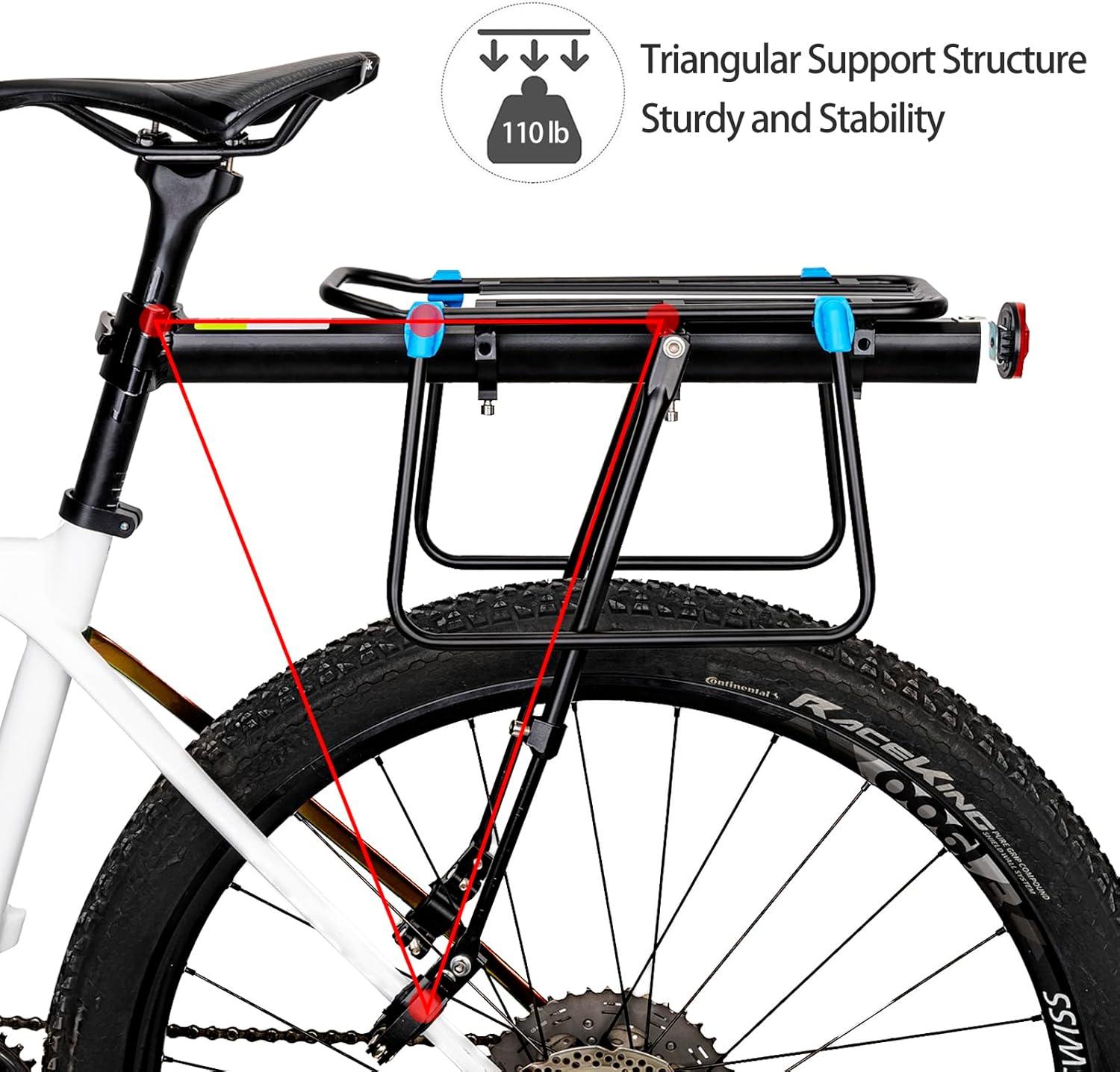 imageROCKBROS Rear Bike Racks Quick Release Bike Cargo Rack Bike Rack for Back of Bike Aluminum Alloy Mountain Bike Rear Rack
