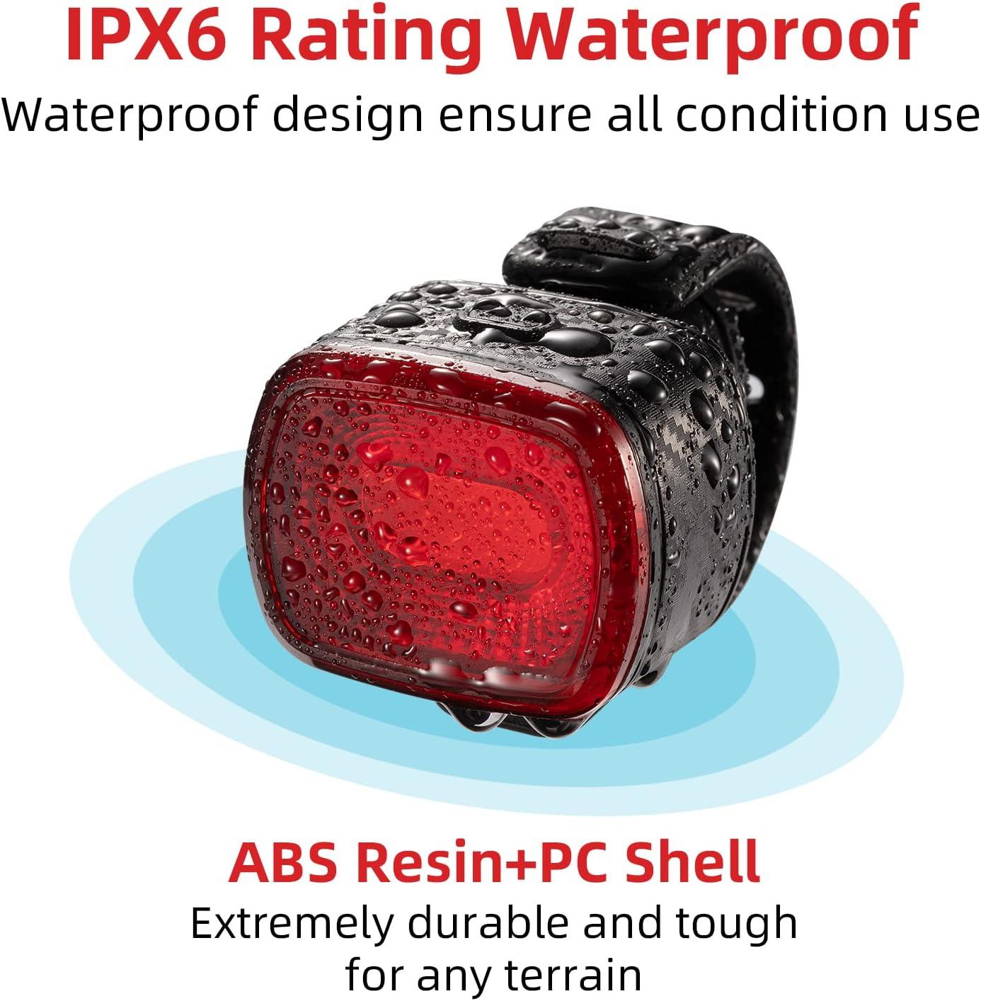 imageROCKBROS Smart Bike Tail Light Brake Sensing Bicycle Rear Lights USB Rechargeable IPX6 Waterproof Bright LED Bike Light 260mah Cycling Safety Road BikeTaillight Accessories 4 ModesRed