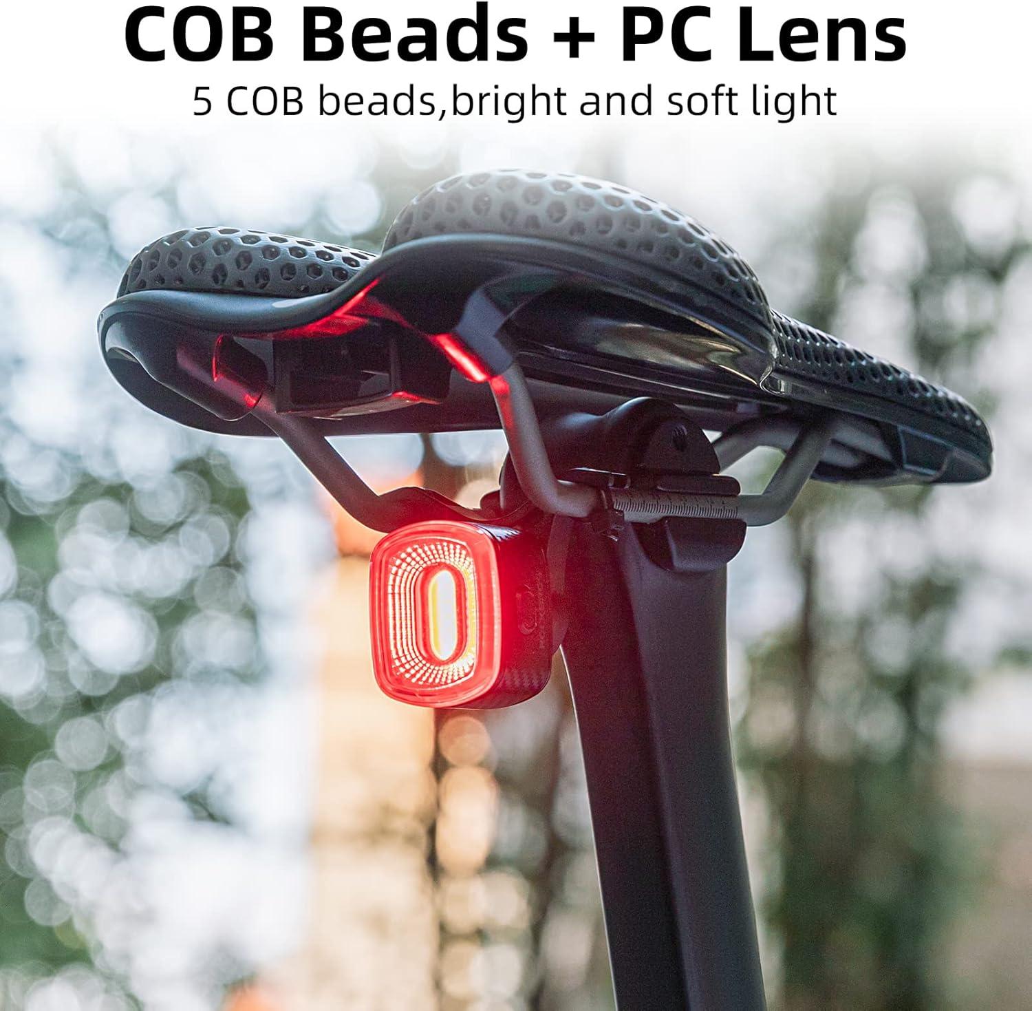 imageROCKBROS Smart Bike Tail Light Brake Sensing Bicycle Rear Lights USB Rechargeable IPX6 Waterproof Bright LED Bike Light 260mah Cycling Safety Road BikeTaillight Accessories 4 ModesRed