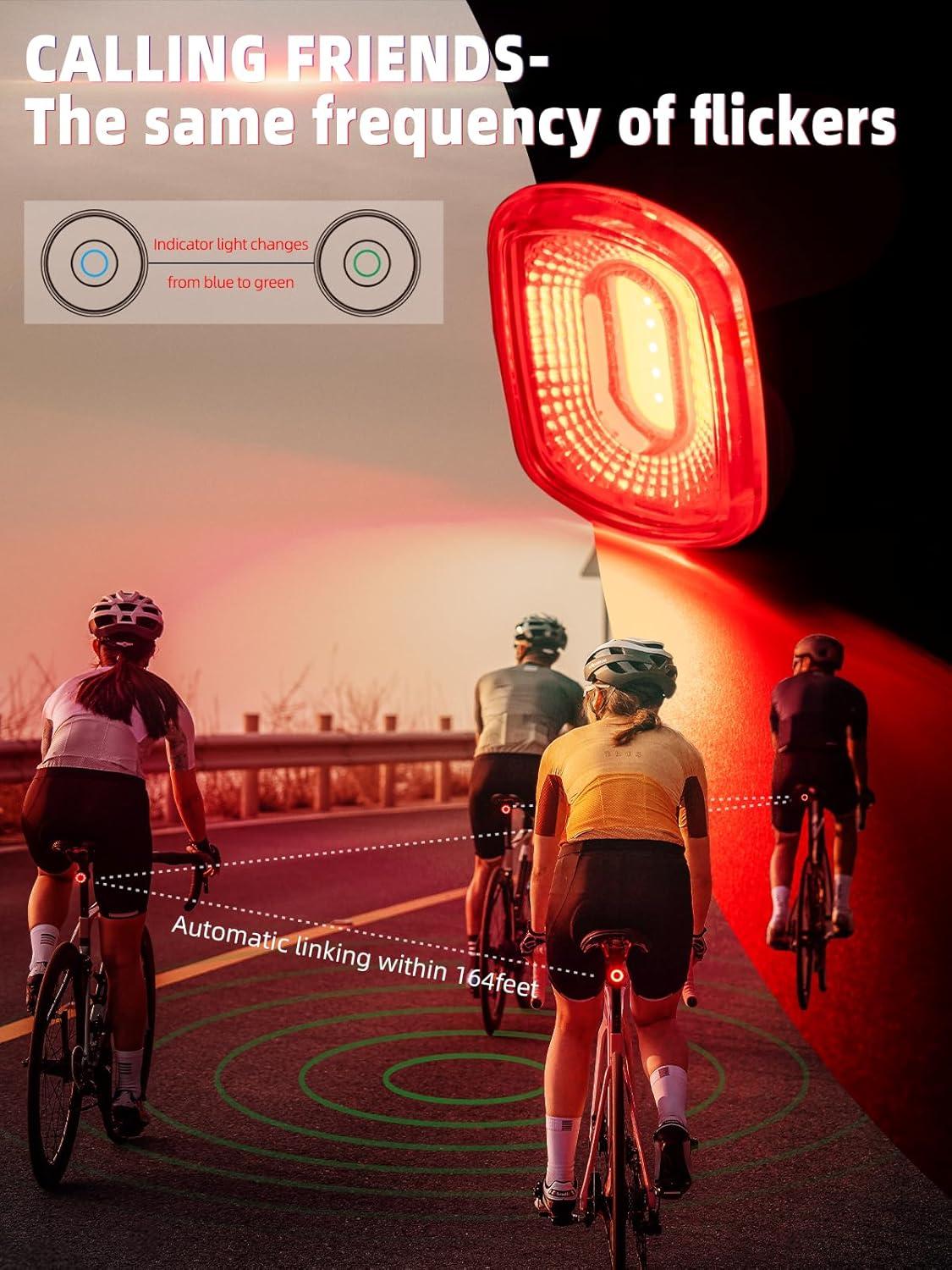 imageROCKBROS Smart Bike Tail Light Brake Sensing Bicycle Rear Lights for Night Riding with IPX6 Waterproof Type C USB RechargeableR3