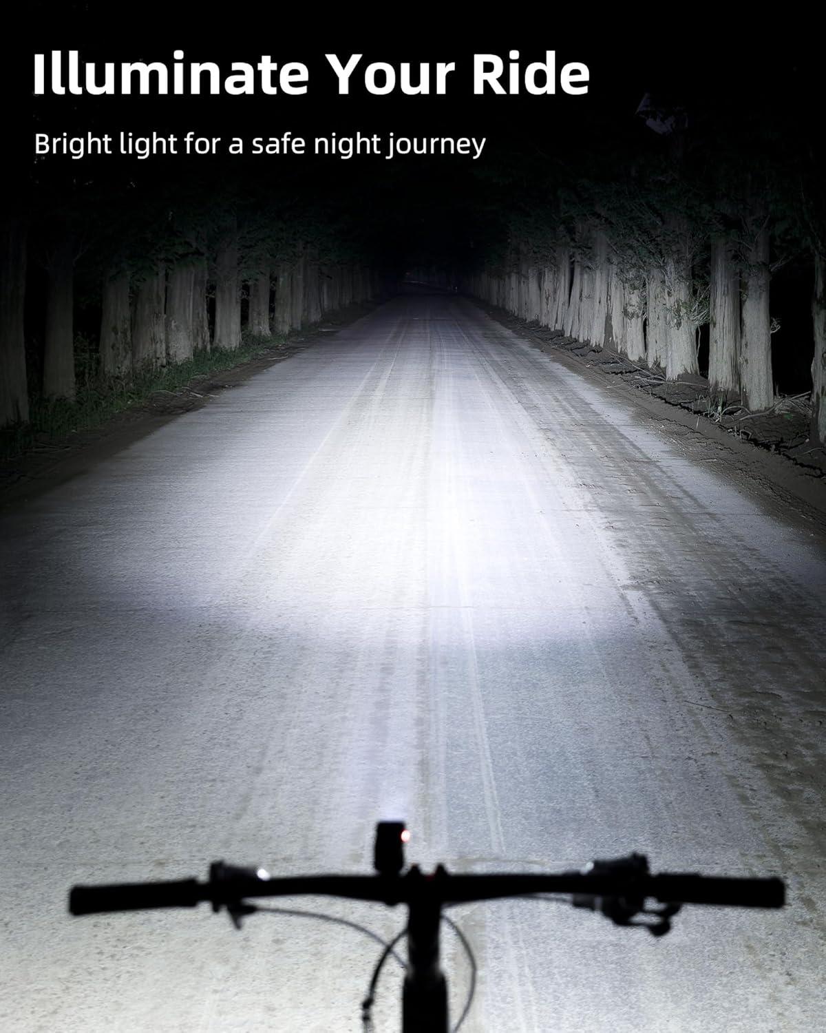 imageROCKBROS Super Bright Bike Light 800Lumens Type C Rechargeable Bike Headlight Led IPX6 Waterproof Bike Front Light 5 Modes Aluminum Alloy Bike Light for Night Riding