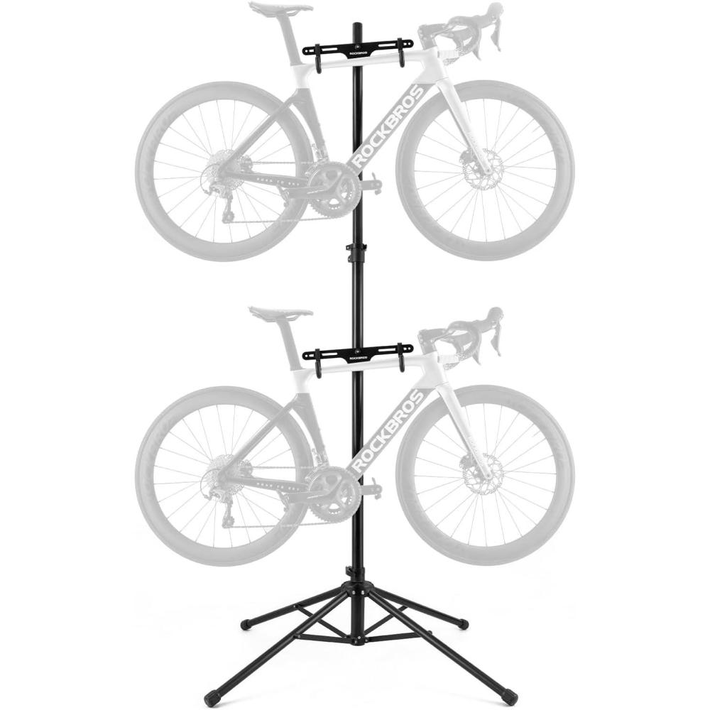 imageROCKBROS 2 Bicycle Storage Rack Indoor Adjustable Bike Rack Gravity Wall Vertical Bike Stand 68111102in for Road MTB and Hybrid Bicycles Aluminum Alloy