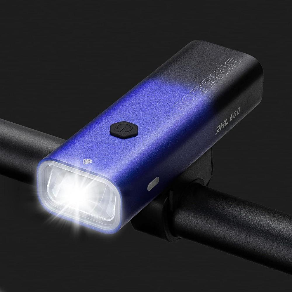 imageROCKBROS Bike Head Light High Lumens Super Bright Lights 2600mAh HighCapacity Rechargeable Bike Front Light Quick Installation Without ToolsFive ModesBattery ReminderIPX6 WaterproofGradient Blue