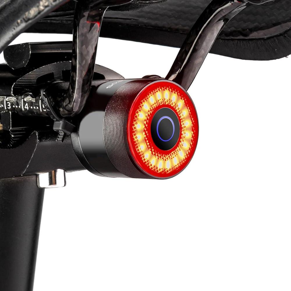 imageROCKBROS Bike Tail Light Rechargeable Bicycle Taillight Auto On Off Sensor IPX6 Waterproof Bike Rear Lights for Night Riding and Bicycle Safety 4 Light Modes Cycling Safety Light
