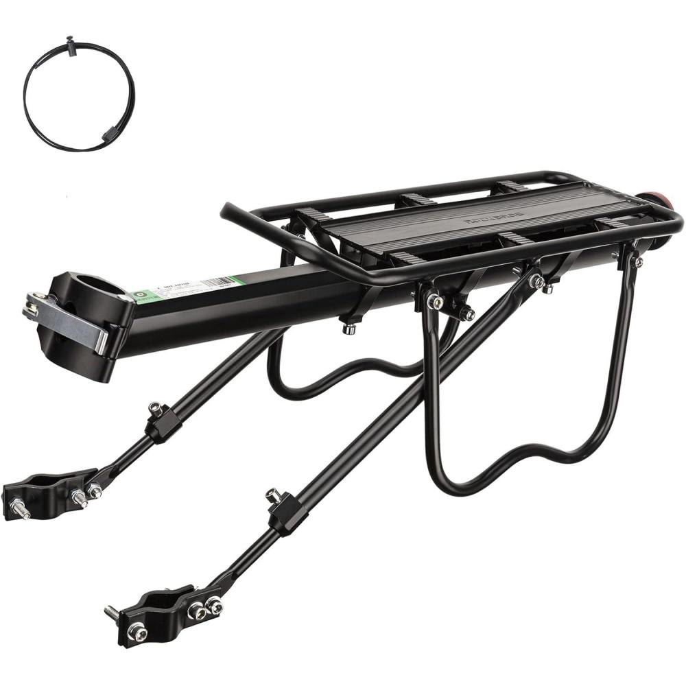 imageROCKBROS Rear Bike Rack Bike Cargo Rack Adjustable Bicycle Luggage Carrier Rack Rear Quick Release Mountain Bike Pannier Rack with Elastic Band and Reflector Most 165 lbs Capacity