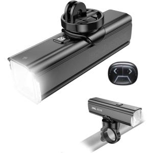 ROCKBROS 1500 Lumens Bike Light for Night Riding, 5000mAh USB-C Rechargeable Bike Headlight, Aluminium Alloy IPX6 Waterproof Bike Front Light, 5 Modes & Auto Mode Anti-Dazzling LED Bike Light(1500LM+Remote Control)