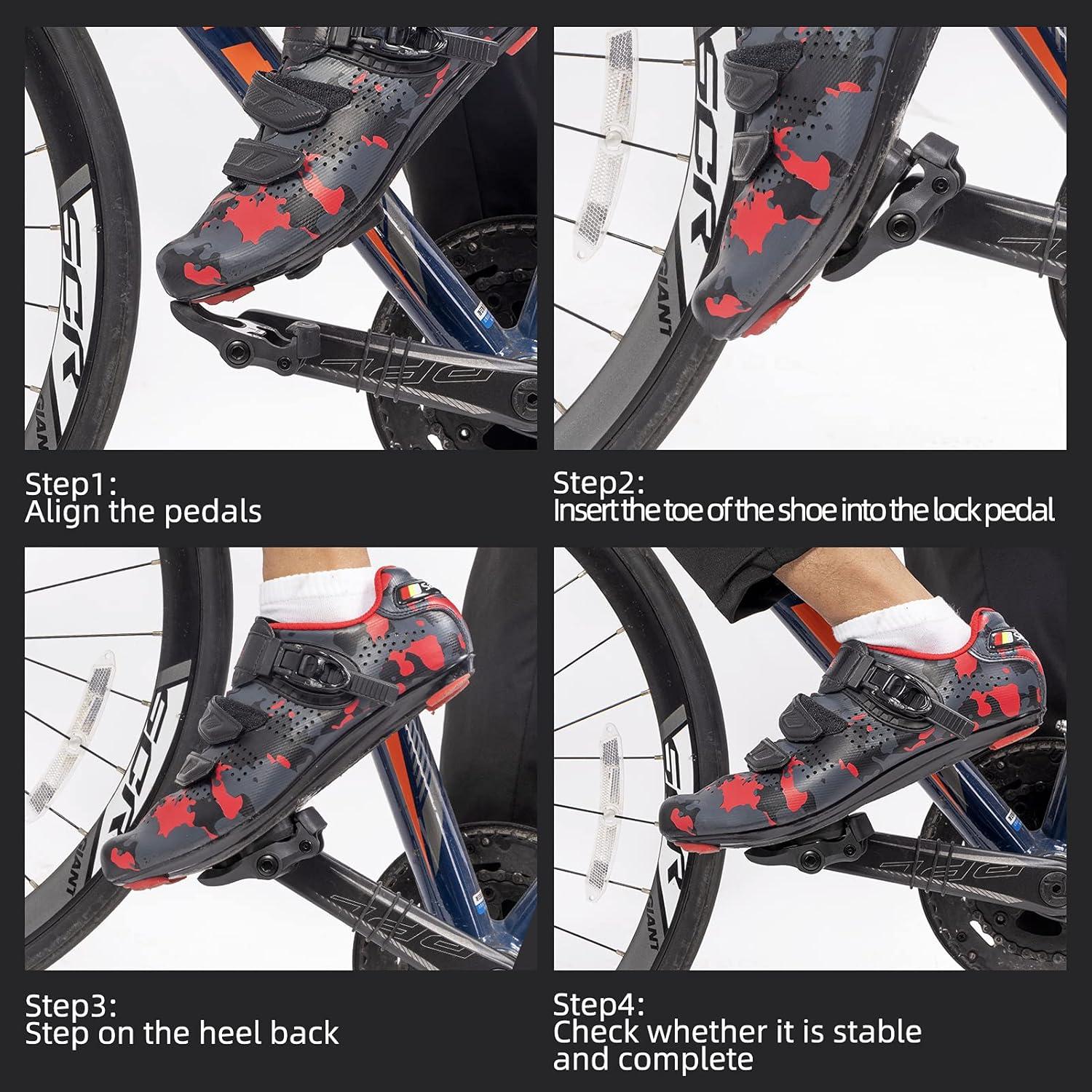 imageROCKBROS Bike Pedals Road Bicycle Pedals Cleats Set Clipless Pedals Compatible with Look KEO StructurePedals