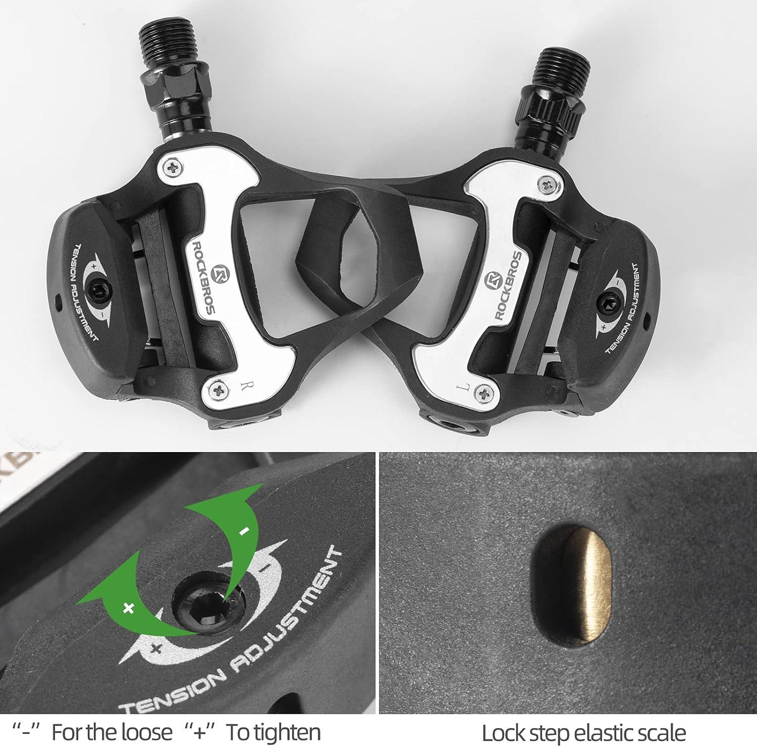 imageROCKBROS Bike Pedals Road Bicycle Pedals Cleats Set Clipless Pedals Compatible with Look KEO StructurePedals