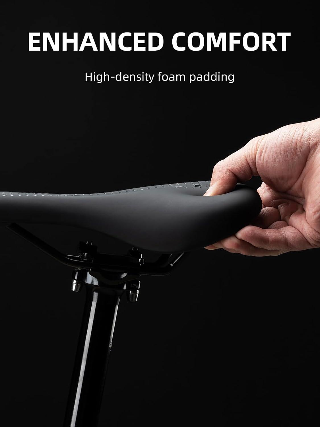 imageROCKBROS Bike Seat Bicycle Seat Comfortable Gel Bicycle Saddle for Men and Women Waterproof Bike Saddle Exercise Bike Seat for BMX MTB amp Road Bike black