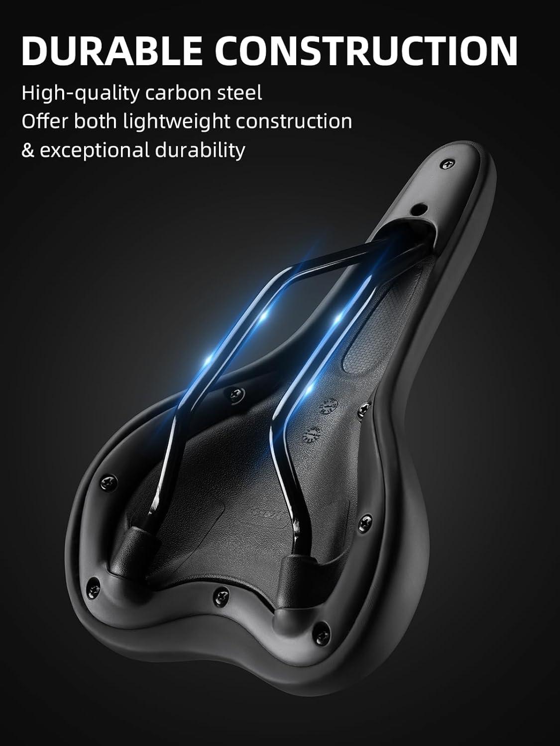 imageROCKBROS Bike Seat Bicycle Seat Comfortable Gel Bicycle Saddle for Men and Women Waterproof Bike Saddle Exercise Bike Seat for BMX MTB amp Road Bike black