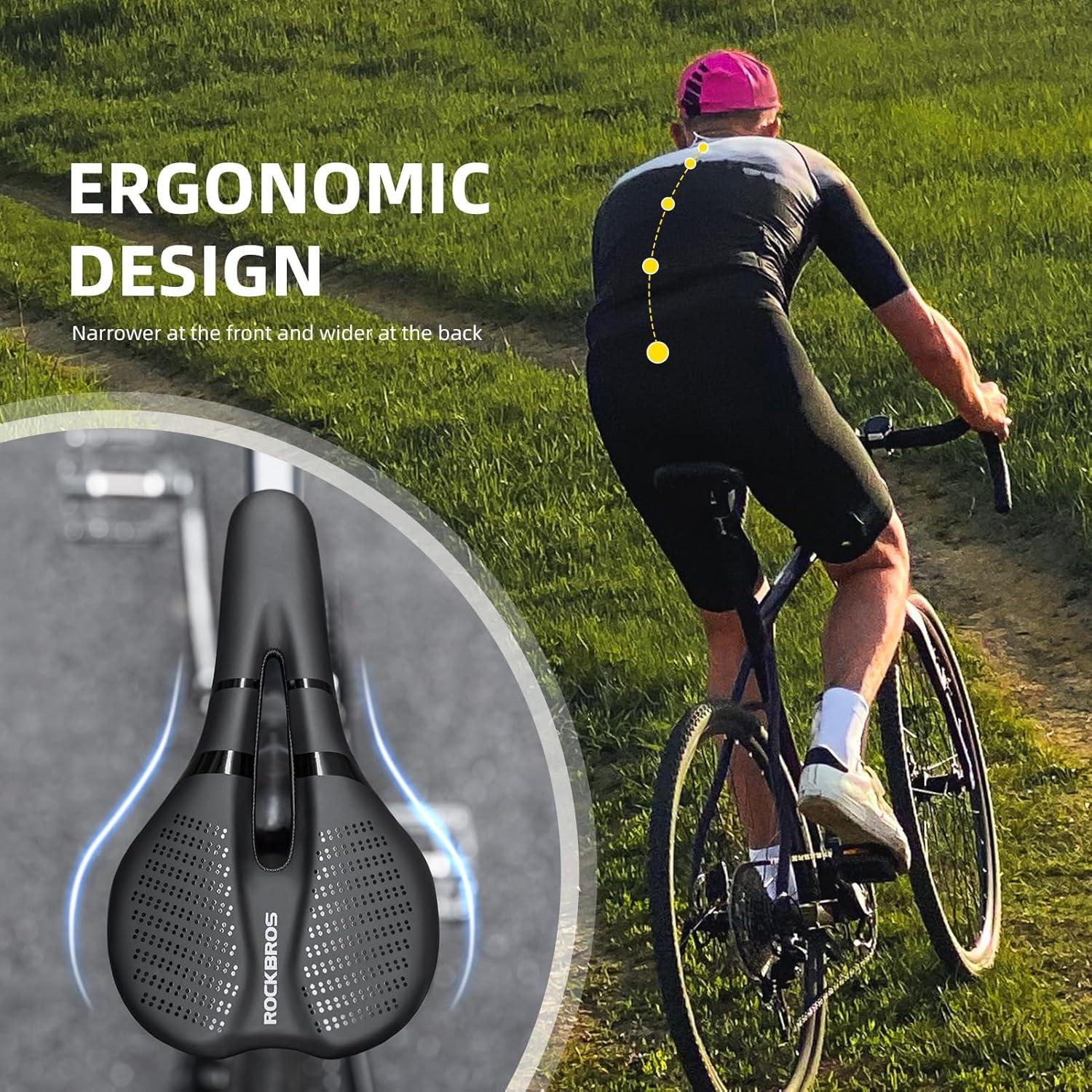 imageROCKBROS Bike Seat Bike Saddle Comfortable Waterproof Ergonomic Design Bike Seat Cushion for City MTB Racing Bikes