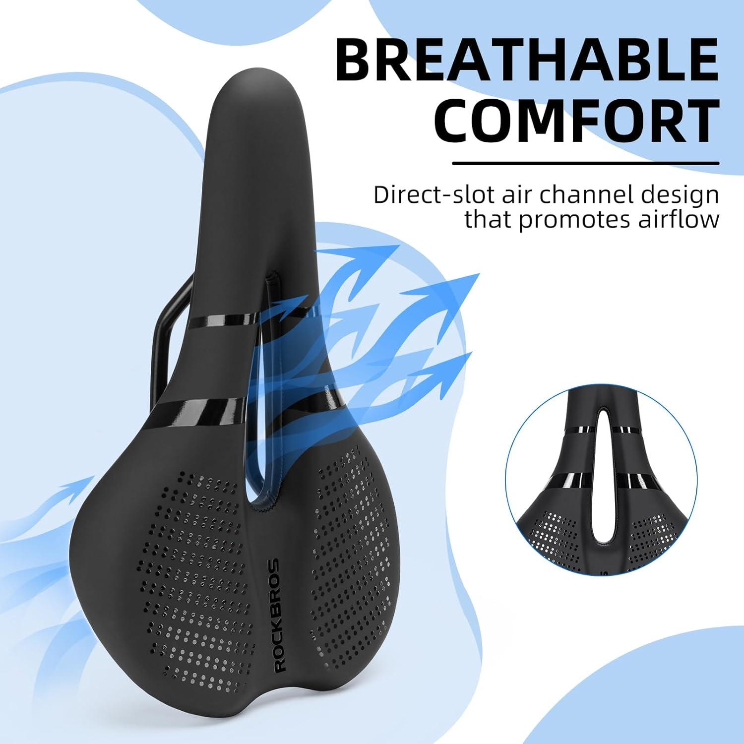 imageROCKBROS Bike Seat Bike Saddle Comfortable Waterproof Ergonomic Design Bike Seat Cushion for City MTB Racing Bikes