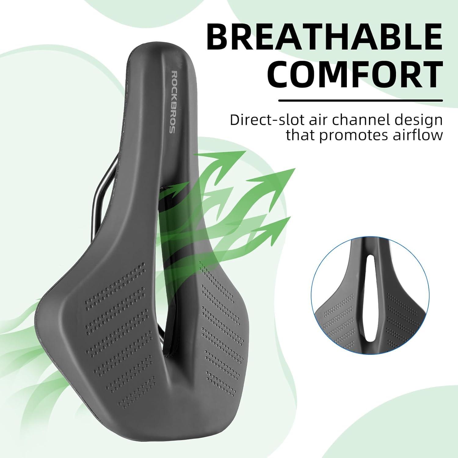 imageROCKBROS Bike Seat Bike Saddle for Men amp Women Waterproof Bicycle Seat with Ergonomic Design Comfortable Soft Cushion
