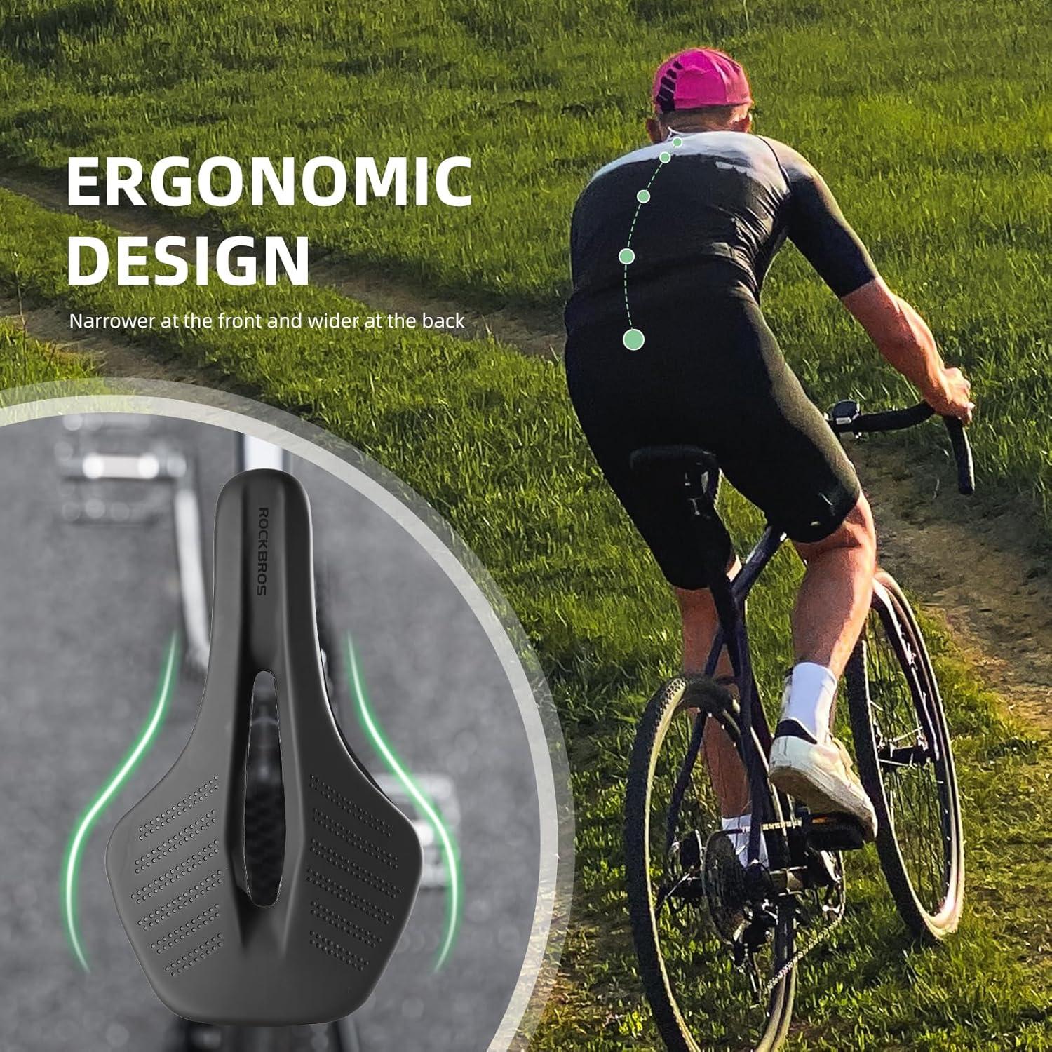 imageROCKBROS Bike Seat Bike Saddle for Men amp Women Waterproof Bicycle Seat with Ergonomic Design Comfortable Soft Cushion