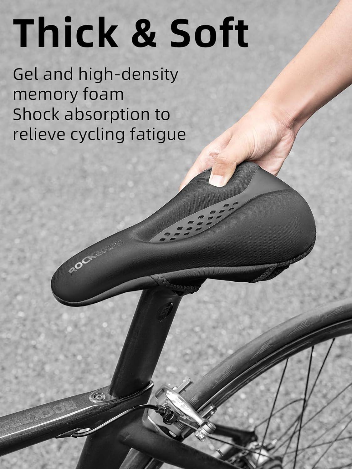 imageROCKBROS Bike Seat Cover Bike Seat Cushion for Men Women Comfortable Gel Padded Bicycle Seat Cushion Compatible with Peloton Outdoor amp Indoor