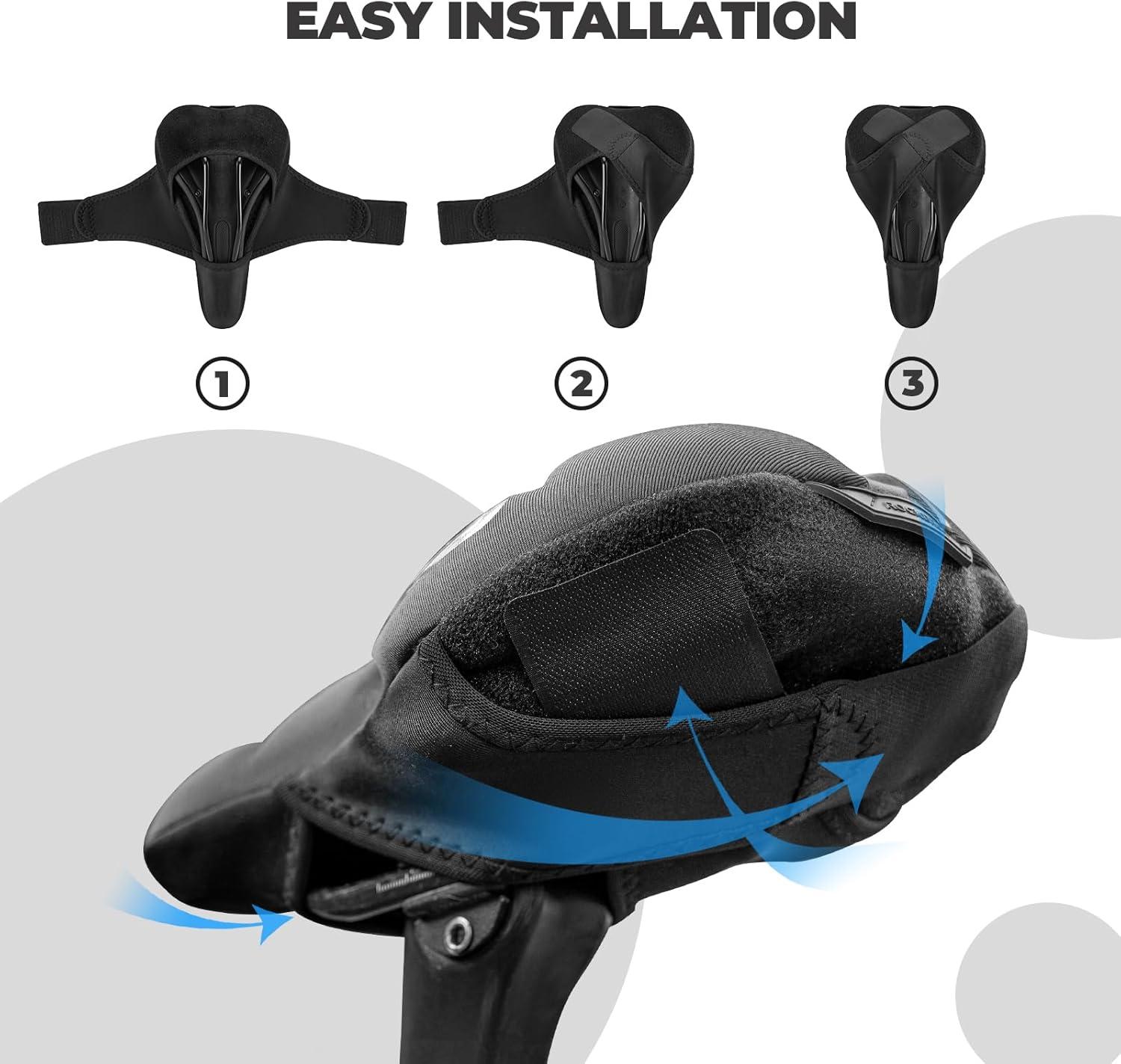 imageROCKBROS Bike Seat Cover Gel Padded Bike Seat Cushion for Men Women Comfort Adjustable Bicycle Seat Cushion Compatible with Peloton Outdoor amp Indoor Bicycle Seat10x7 blue