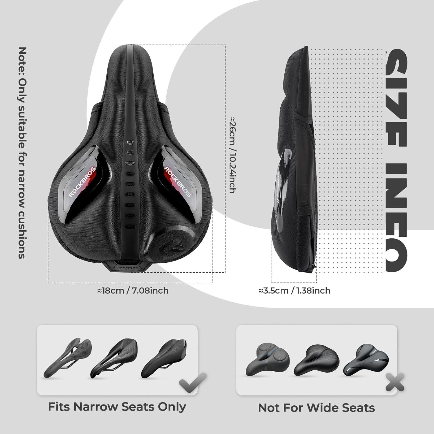 imageROCKBROS Bike Seat Cover Gel Padded Bike Seat Cushion for Men Women Comfort Adjustable Bicycle Seat Cushion Compatible with Peloton Outdoor amp Indoor Bicycle Seat10x7 red