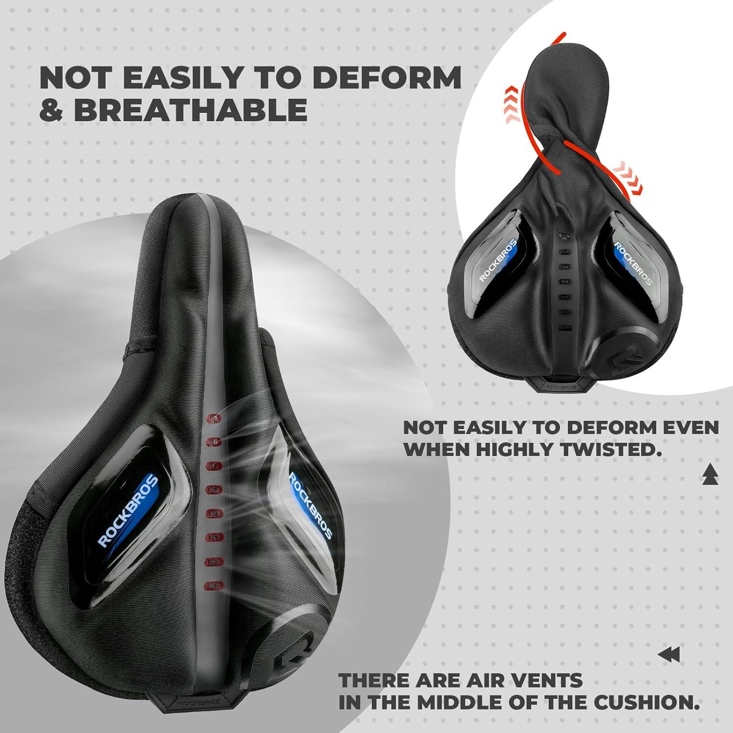 imageROCKBROS Bike Seat Cover Gel Padded Bike Seat Cushion for Men Women Comfort Adjustable Bicycle Seat Cushion Compatible with Peloton Outdoor amp Indoor Bicycle Seat10x7 blue