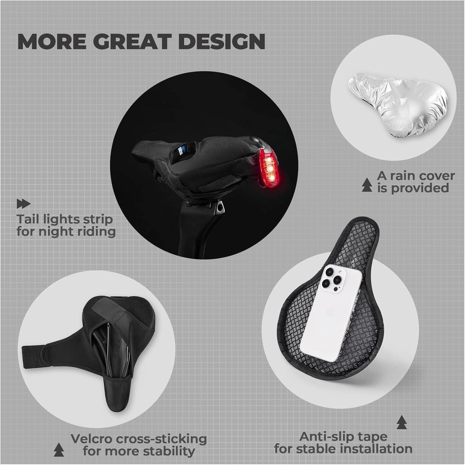 imageROCKBROS Bike Seat Cover Gel Padded Bike Seat Cushion for Men Women Comfort Adjustable Bicycle Seat Cushion Compatible with Peloton Outdoor amp Indoor Bicycle Seat10x7 blue