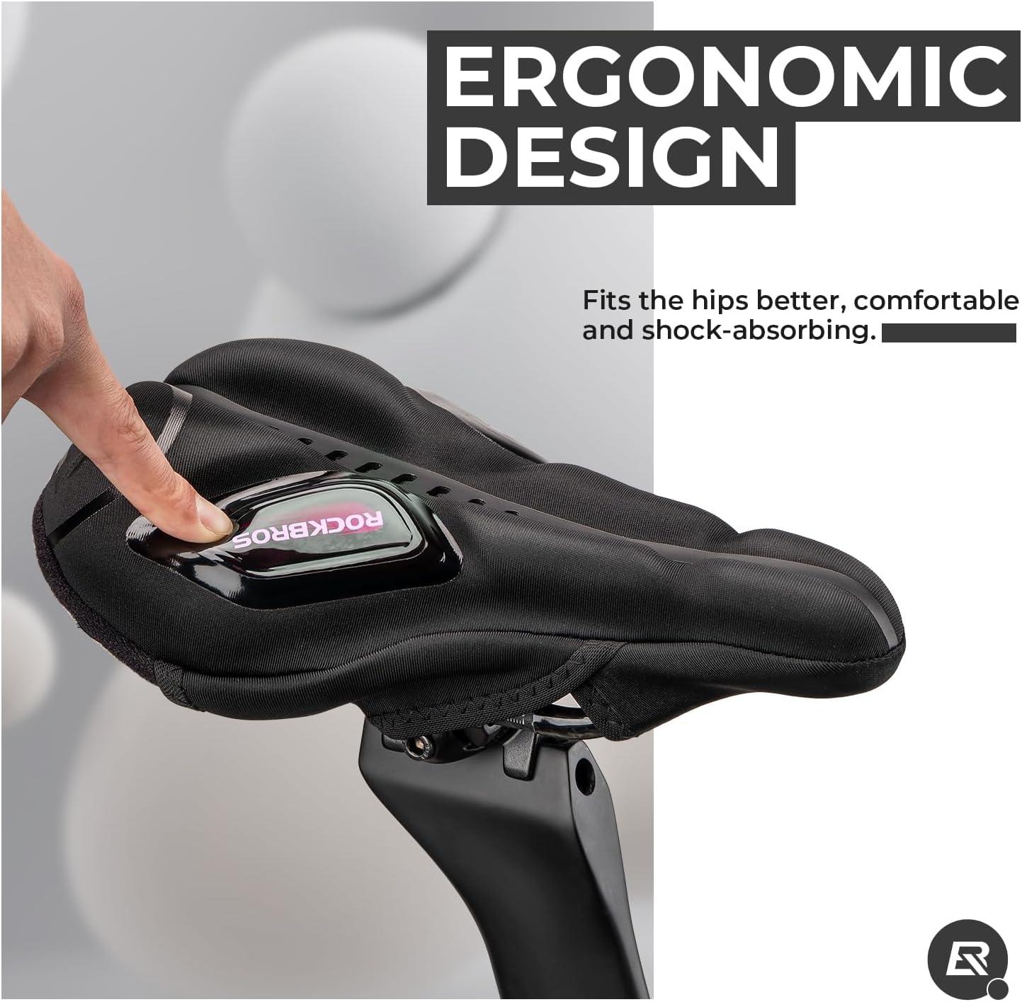 imageROCKBROS Bike Seat Cover Gel Padded Bike Seat Cushion for Men Women Comfort Adjustable Bicycle Seat Cushion Compatible with Peloton Outdoor amp Indoor Bicycle Seat10x7 red